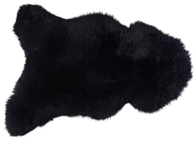 KABAJA Lammfell Echt - Teppich Flauschig - Natürliche Schaffell Schwarz 100-110 cm - Deko Wohnzimmer Fell Decken - Weich Schaffelldecke - Schlafzimmer Lammfelle - Naturfell