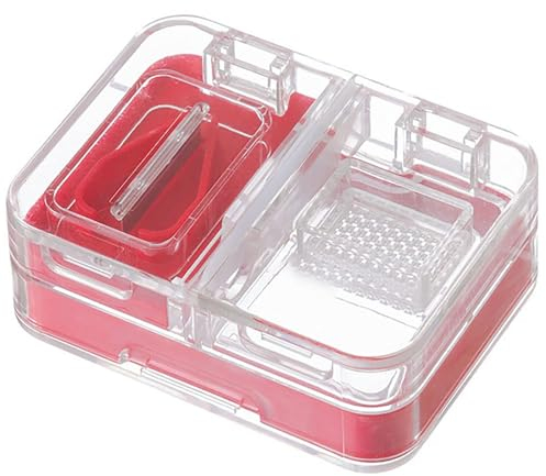 AQUASHIELDING Multifunktionaler Pillenschneider, tragbarer Pillenschneider, kleine quadratische Pillendose mit versiegelter Tablettenschneideausgabe, feuchtigkeitsbeständige Medizin,Red