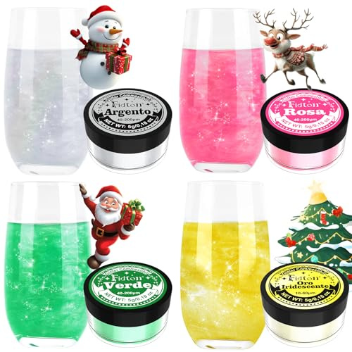 Glitter Commestibili - Fidton 4 Colori Colorante Alimentare in Polvere Glitter Alimentari, Brillantini Commestibili per Cocktail, Fondente, Fragola, Decorazioni Commestibili per Torte - 5 g