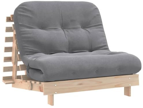 vidaXL Futon Schlafsofa mit Matratze, Bettsofa mit verstellbaren Rückenlehne, Schlafcouch für Wohnzimmer Schlafcouch, Klappsofa, Massivholz Kiefer