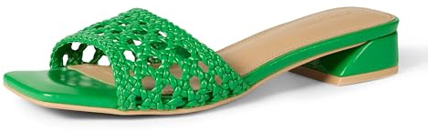 Amazon Essentials Mini Heel Mule Sandals Mujer, Tejido de Caña Verde, 39.5 EU