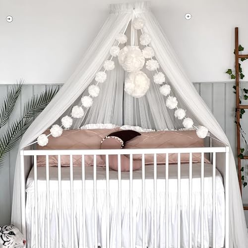 Baby Fancyroom Dosel para Cuna de Bebé, Mosquitera, Cama Auxiliar, Decoración de Habitación de Bebé, Tul Premium (Crudo/Crema)