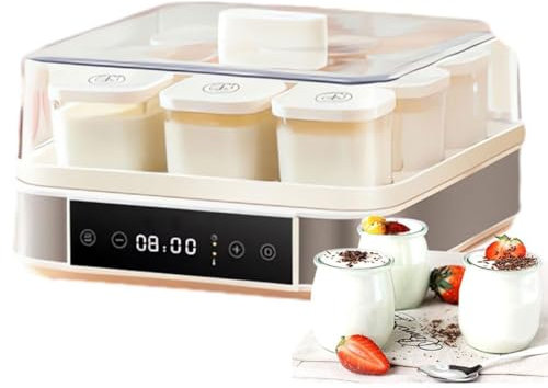 JODAIS Yogurtera Digital automática, yogurtera de 40 W con Control de Temperatura y Tiempo Ajustable, máquina de fermentación con 9 tarros de Vidrio para Masa de Yogur, Vino de arroz natto
