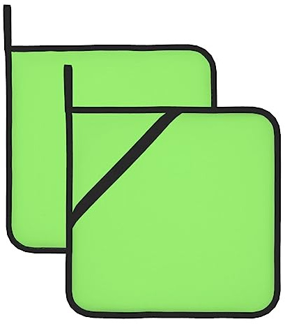Set di presine lavabili resistenti al calore, colore verde chiaro, confezione da 2 presine isolate, accessori per presine da 20,3 x 20,3 cm, per cottura al forno e grigliate