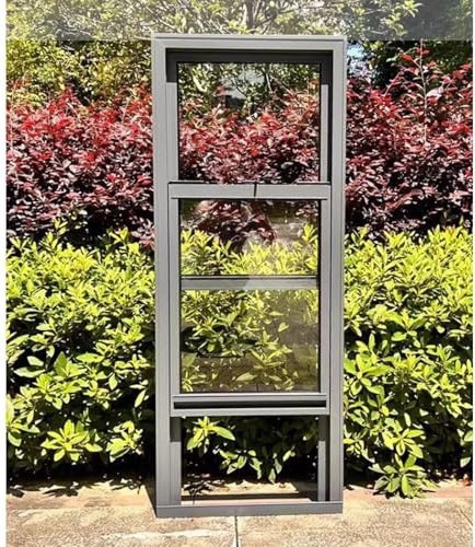 Schiebefenster Schiebefenster aus Aluminium mit gehärtetem Glas und Sichtschutz, bündig montierte Lüftungsfenster für Spielhäuser/kleine Häuser/Duschen/Scheunen, anpassbare Größe(WxH 16x29 in/40x73cm)