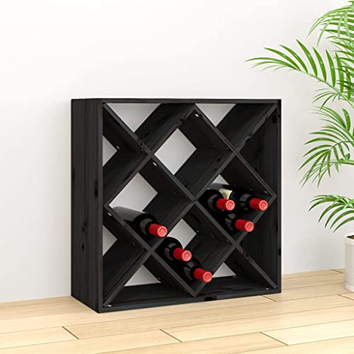 AJJHUUKI Schränke & Aufbewahrung - Wein- & Spirituosenschränke - Weinschrank Schwarz 62x25x62 cm - Massivholz Kiefer