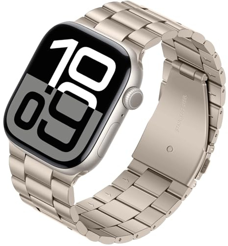 Tasikar Band Compatible with Apple Watch Band 49mm 46mm 45mm 44mm 42mm Premium Stainless Steel Metal Replacement Strap Compatible with Apple Watch Ultra 3 2 1 Series 11 10 9 8 7 6 5 4 3 SE, Starlight
