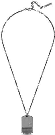 Police IDENTITY Schwarze Kette mit Anhänger Halskette für Herren – PEAGN0041003, One Size, Edelstahl, Kein Edelstein
