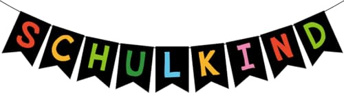 Schulkind Girlande Einschulung Schwarz,Einschulung Girlande Hänge Deko,Einschulung Schulanfang Deko für Junge Mädchen Klassenzimmer Dekoration