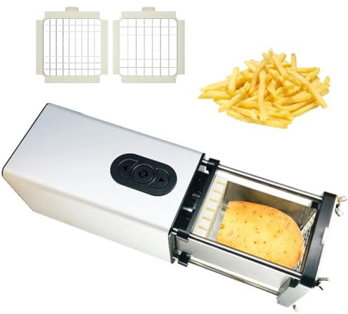 XUXIAO Tagliapatate Elettrico per Patatine Fritte, Affettapatate Professionale per Uso Commerciale E Domestico in Acciaio Inossidabile con Lama da 1/2 E 3/8 Pollici, per Carote, Cetrioli, Cipolle