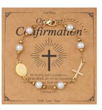 Eigso Womens Gold Plated Cross Armband für Frauen Religiöse Rosenkranz Kette Armband für Frau