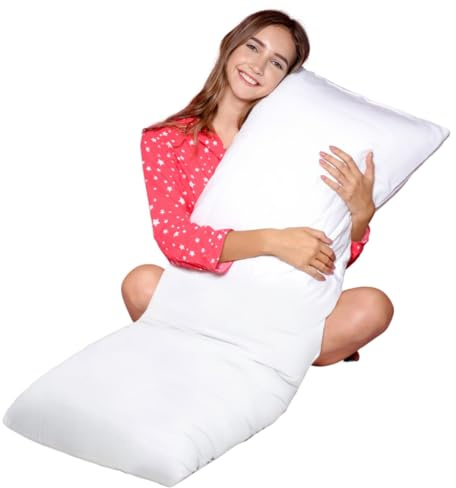 Bedding Home Superking 6ft Bolster Pillow, Hollow Fiber Pregnancy Pillow for Side Sleepers, Cuddle Long Full Body Pillows for Adults (Superking - 6ft)