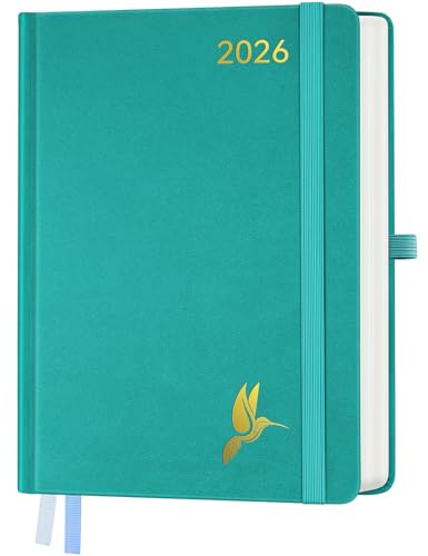 FEKSINO Kalender 2026 Tagesplaner 1 Tag 1 Seite - Tageskalender 2026 Hardcover A4-28,6 x 21 cm,Terminplaner & Buchekalender 2026, 100 GSM Papier für Arbeit Studium Alltag - Blau