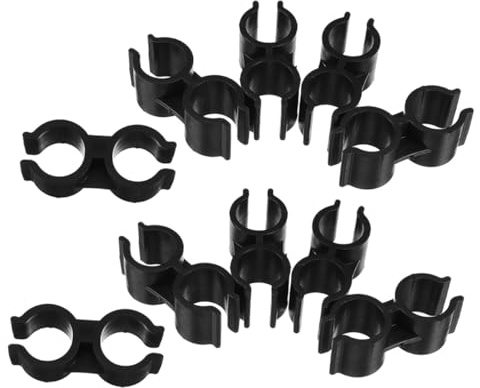 Veemoon 10pcs Double Tube Broom Handle Clips Pipe Clamp Connectors for Secure Broom Pole Fixing and Enhanced Cleaning Tool Stability