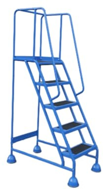 The Ramp People Warehouse Ladder - Mobile With Platform & Handrails - Steel Step Ladder (5 Treads (1340mm Platform Height))