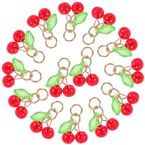 BESPORTBLE 50 Colgantes de Cereza 3D Rojos para Bisutería Cuentas de Plástico para Hacer Pulseras y Collares Accesorios DIY Ligeros Lazo Ideales para Manualidades y Decoración
