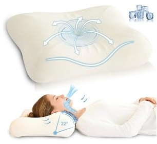 EcoPillo Cervical Neck Pillow for Deep Sleep – Medium Firm Cooling Memory Foam Pillow, Dual Height Ergonomic Contour for Gentle Neck & Shoulder Support, Side Back Stomach Sleepers