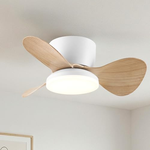 Parrot Uncle 61 Cm Ventilador De Techo Con Luz, 3 Temperaturas De Color, 6 Velocidades, Temporizador, Función Verano/Invierno, Mando a Distancia, Silencioso, Regulable Para El Dormitorio,Madera