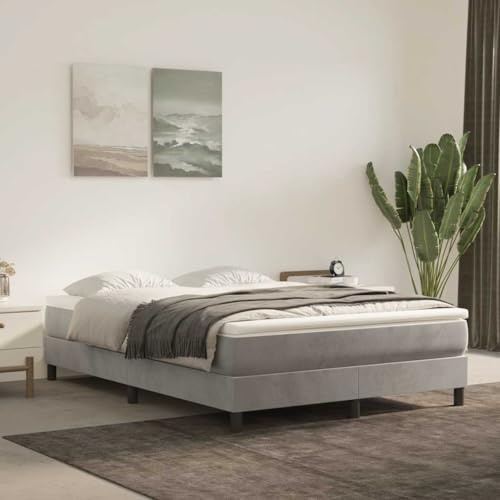 Ordellia Matelas à ressorts ensachés moyen, gris clair, 140 x 210 x 20 cm, velours, ergonomique, respirant, mousse à froid, mousse à mémoire de forme, mousse visco-élastique, surmatelas en latex, lit
