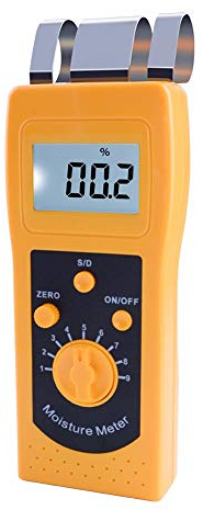 Huanyu Textil Feuchtigkeitsmessgerät Professioneller Feuchtigkeitsmesser mit Digitalanzeig/Metallsensoren/10 Gänge für Textilien/Baumwollkleidung/Garn/Wolle DM200T