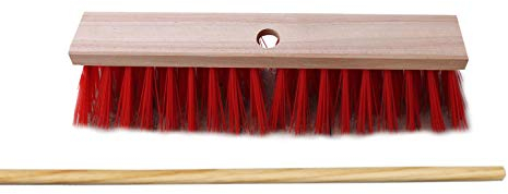 Balai de rue ELASTON rouge avec trou de manche et manche inclus (1 pièce, 30 cm)