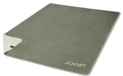 Joop! Wohndecke Uni zweiseitig aus Baumwollmischung Schilf, Größe 150 x 200 cm
