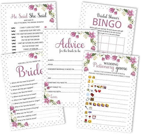Inkdotpot Blumen Thema Junggesellinnenparty Spiele 5Er-Einstellen (Aktivitäten Für 50 Gäste) Spaß Brautdusche Spiele Einstellen Bündeln
