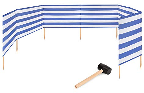 Garronda Strand Windschutz Sichtschutz 10m lang Plus Gummihammer GAEX001 (Streifen, 10 m)