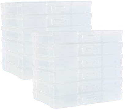 Naivees 12 Pack Photo Case 5 x 7 Photo Storage Boxes Inner Photo Organizer Boxes Clear Plastic Picture Boxes Transparent Craft Keeper Photo Containers for Photos, Pictures,Art (12 PACK)