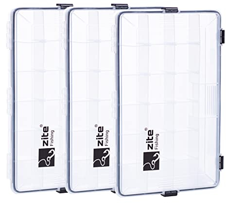 Zite Fishing wasserdichte Angel-Box 35x21x5cm - Kleinteilebox Köderbox Tacklebox für Angelzubehör - 3 Stück im Set, Köderbox Angeln, Angel Box, Angelboxen, Angel Köder Box, Angel-Boxen, Köderboxen