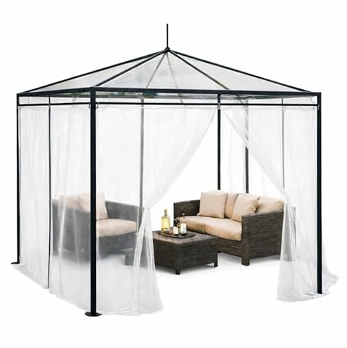 Zanzariera a forma di scatola per gazebo terrazza lodge o balcone in sacchetto di trasporto per viaggi (400 x 400, bianco)