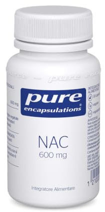 Pure Encapsulations - NAC 600 mg – Integratore con N-Acetilcisteina Pura – 30 Capsule | N-Acetilcisteina Pura, Contiene 600 mg di N-acetilcisteina per Capsula, Capsule Ipoallergeniche Prive di Glutine