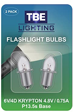 TBE LIGHTING Bombilla de repuesto para linternas 2D de 4,8 V, 0,75 A, casquillo de bayoneta P13,5, bombillas de bajo consumo, 2 unidades