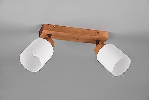lightling Astrid Strahler, Deckenspot 2-flammig Vintage, Ø 10 cm, Länge: 30 cm, Höhe: 21 cm, naturbelassen, Naturholz, ohne Leuchtmittel, E14, max: 25W