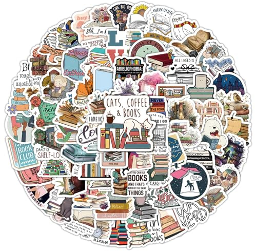 Moguri 100 Stück Vintage Aufkleber für Lesen - Ästhetische, Wasserdichte Vinyl Sticker für Wasserflasche, Laptop, Scrapbook, Tagebuch - Für Erwachsene