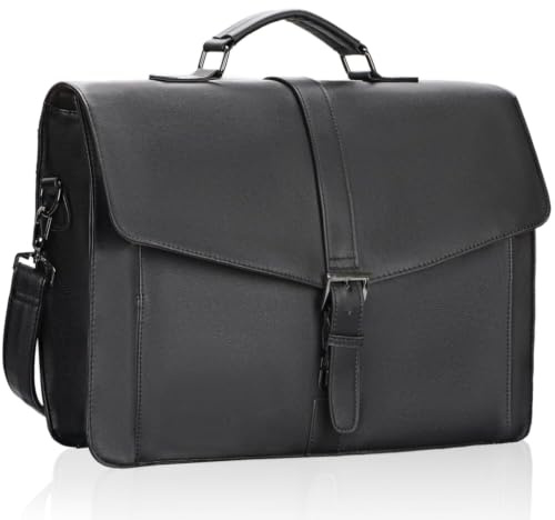 ESTARER Borsa da lavoro in pelle, da uomo, 15,6 pollici, per lavoro, college, viaggi, ufficio, Nero , Mittel