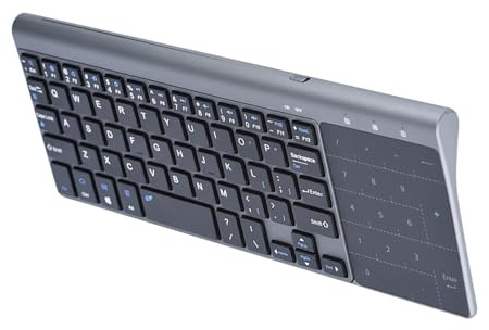 Yctze Clavier sans Fil Portable Fin 2,4 GHz avec pavé Tactile pour PC, Ordinateur Portable, Boîtier TV – Mini USB avec Trackpad Pleine Taille et Tapis de Souris intégré
