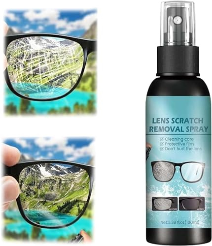 Spray anti-rayures pour lunettes, réparation des rayures de lunettes, kit d'élimination des rayures de lunettes, spray nettoyant pour lunettes de soleil et lentilles (1 pièce)