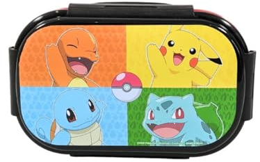 My sweety pop - Snackslåda, pojke, lunchlåda, barn, dagis, skola, semester, måltid, 21 cm, bestick, matlåda, presentidé, BPA-fri, Pokémon (röd/svart)