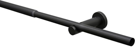 GARDINIA Juego de Barra de Cortina Sol, 1 Riel, Set Completo que Incluye Material de Fijación, Barra de Cortina Extensible, Ø 16/19 mm, 120-210 cm, Metal, Níquel Negro