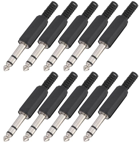 Greluma 10 pz spina jack stereo TRS da 6,35mm,connettore adattatore a saldare da 1/4 di pollice per cavo per chitarra per altoparlante,cavo patch fono,cavo per microfono