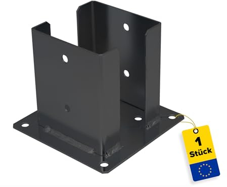 Pfostenträger Aufschrauben - Aufschraubhülse 100x100 - Bodenhülsen für Holzpfosten - Bodenhülse mit Ankerplatte - Anker - Pfostenschuh - Stützenfuß - Holzverbinder