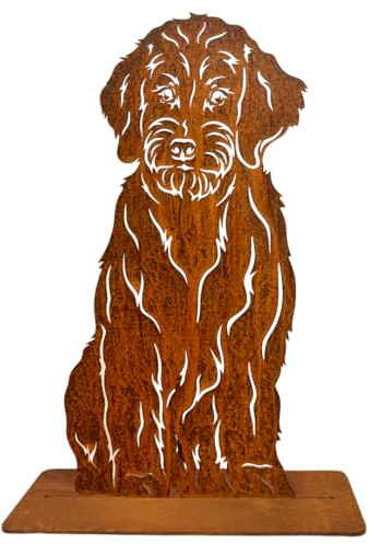 Terma Stahldesign Rost Hund Labradoodle lebensgroß Metall Gartenfigur Handmade Germany wetterfest Gartendeko Tierfigur Grabdeko Geschenk