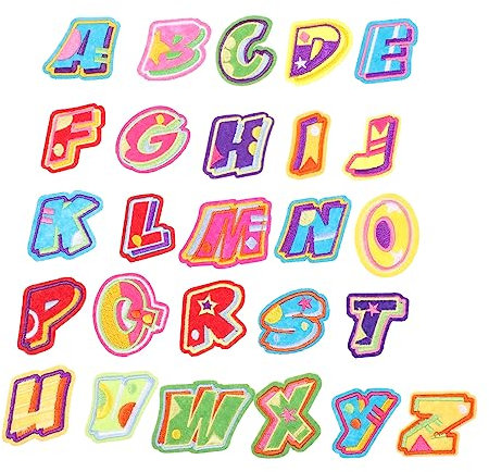 ULDIGI 26stücke Aufbügelbare Buchstaben-patches Bunte Alphabet-flicken Für Kleidung Taschen Und -projekte Praktische Und Langlebige Patches Für Kreative Designs Und Reparaturen