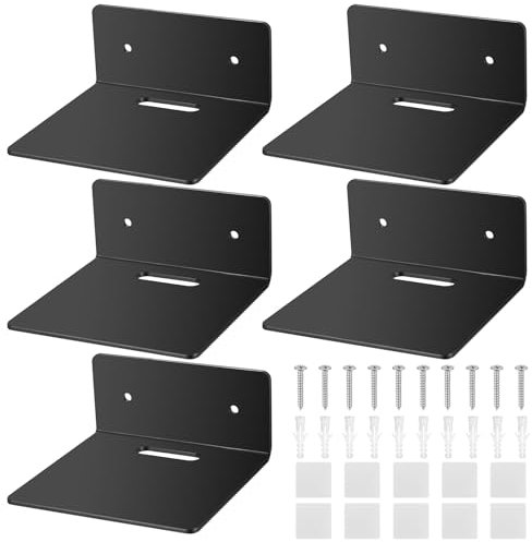 jiuxlaan 5 Pz Mensole da Muro Piccole, Mensole da Parete, Mensola da Parete Piccola, Mensola a Muro Invisibili, Scaffale Libreria in Acrilico Galleggianti per Camera da Letto Cucina Bagno, Nero
