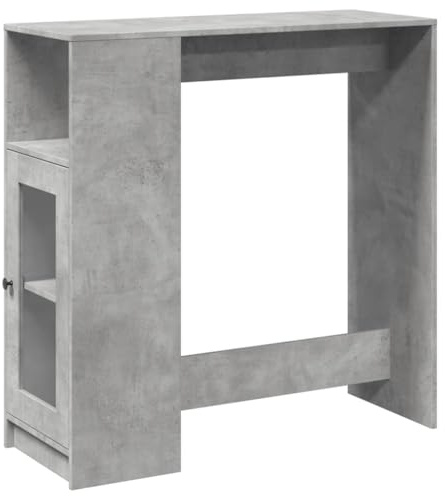 vidaXL Mesa Alta Bar con estantes Madera Gris hormigón 101x40x103,5 cm