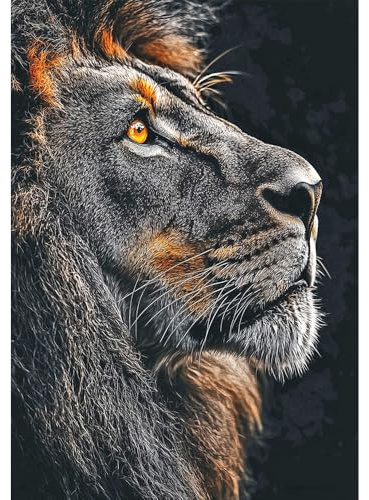 DCIDBEI Diamond Painting Bilder Löwe Schwarz 40x50cm Diamant Malerei Stickerei Löwe Handarbeit Basteln Mosaik Bilder zum Sticken Kreuzstich Löwe Diamond Painting König der Löwen Mut Stärke Majestät