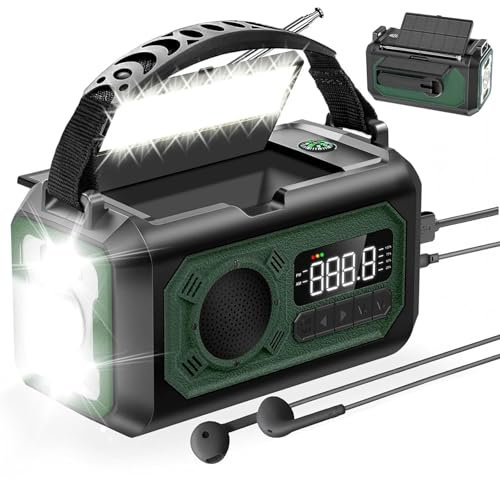 Wholede 12000mAh Radio Manovella, AM/FM Radio Portatile di Emergenza con Caricabatterie per Cellulare Radios Solare Kit di Emergenza Dinamo con Torcia SOS Allarme per Campeggio, Ourdoor