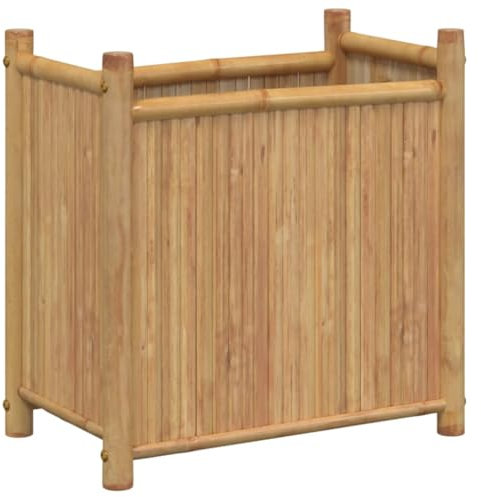 Helloshop26 Jardinière bac lit surélevé Plantes Fleurs terrasse Jardin 50 x 30 x 50 cm Bambou Marron 02_0037625