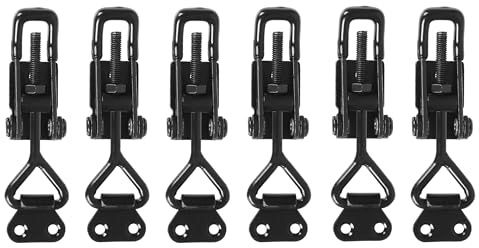 TONAUP Spannverschluss, Hebel Verschluss Haltekapazität Türriegel Eckbefestigung Klein Kniehebelspanner Latch Button Toggle Latch 100kg (Schwarz, Stück, 6)